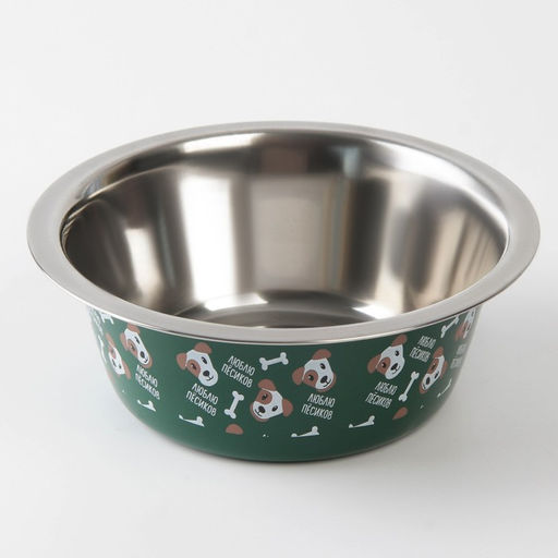 Миска металлическая для собаки Люблю пёсиков, 350 мл, 13х4.5 см - Пушистое счастье фото 3