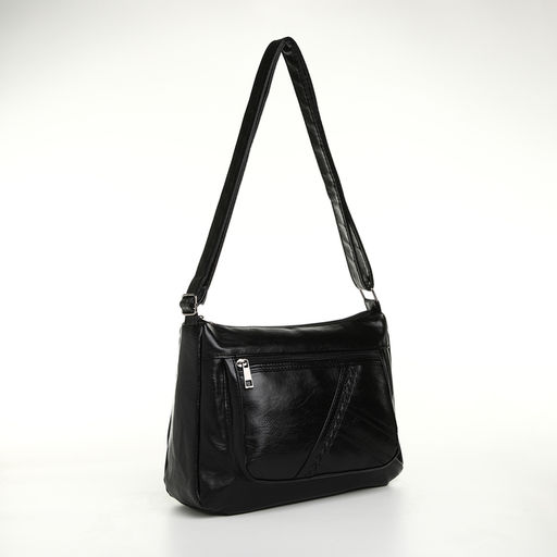 Сумка кросс-боди женская, большого размера, на молнии, 28×10×20 см, чёрная