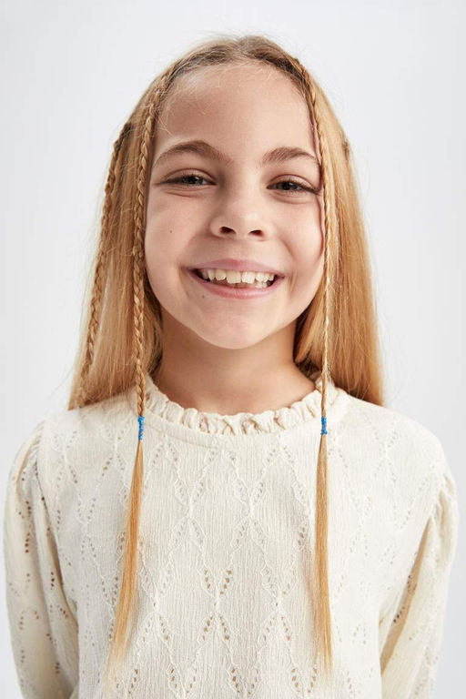 Футболка свободного кроя с длинными рукавами для девочек - Defacto фото 7