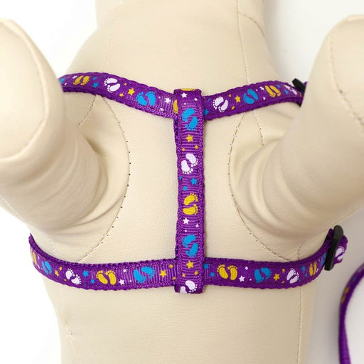 Комплект Цветные следы, поводок 120 х 1 см, ОГ 23-35 см, фиолетовый - Пижон фото 5