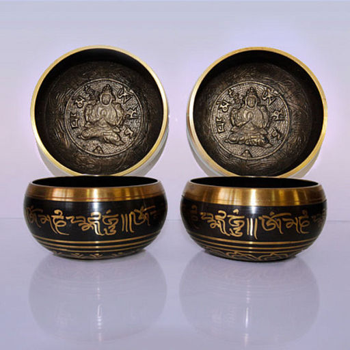 Чаша поющая с барельефом 601-800гр 7 металлов металлов для лечения и медитации