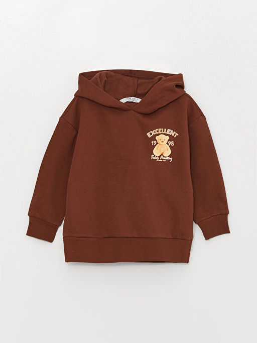 Bask?l? Uzun Kollu K?z ?ocuk Hoodie