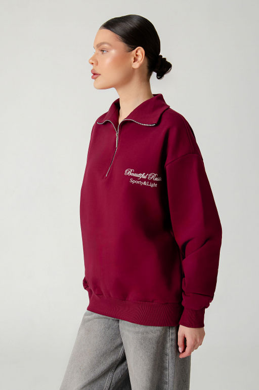 Арт. 1-5137 Свитшот женский полузамок 44-50 (4 шт) Цвет:бордовый - Калинка фото 3