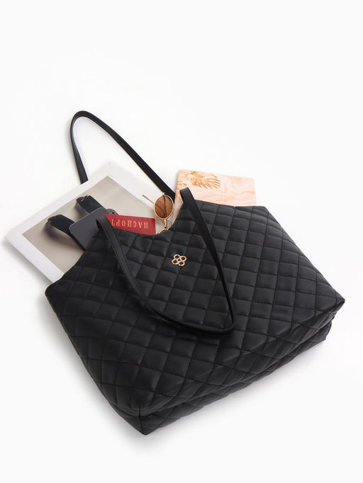 Сумка - шоппер женская на магните, 30×9×29 см, чёрная