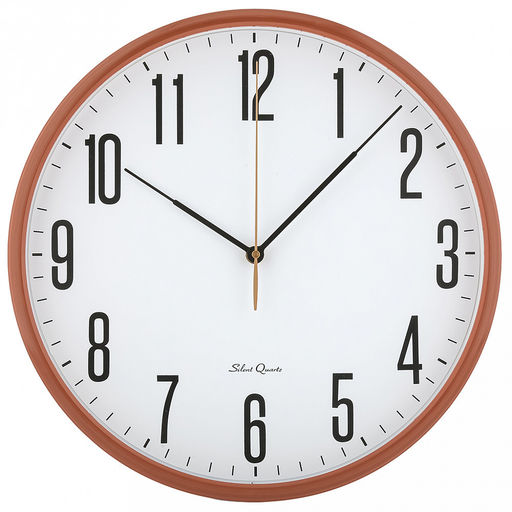 Часы настенные Маэстро д37,5см, h5,5см, мягкий ход, циферблат белый; цифры арабские, черный; корпус пластик, коричневый под дерево; в коробке (Китай)