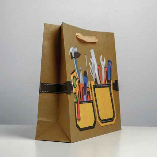 Пакет крафтовый горизонтальный Мастер, M 30 х 25.5 х 9 см - Дарите счастье фото 2