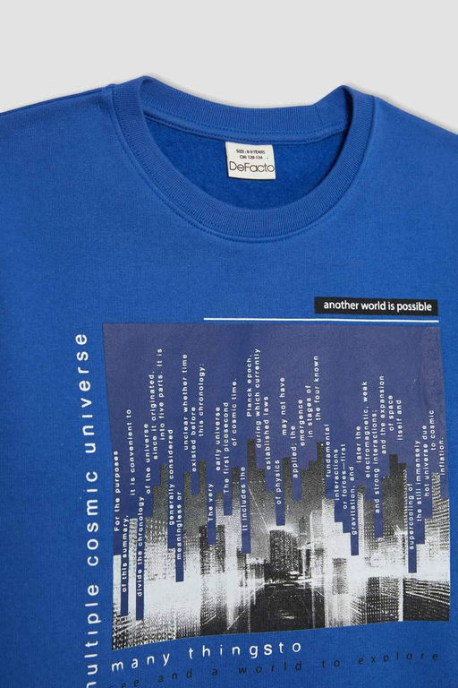 Толстый свитшот с принтом для мальчиков с круглым вырезом - Defacto фото 9