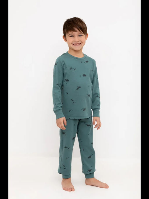 Crockid _ К 1552/темный малахит,лесные динозавры пижама дет  фото 4
