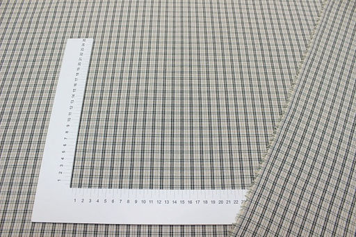 Пестрядь Мелкая клетка цв.кофейный/бежевый/изумрудный, ш.1.5м, хлопок-100%, 150гр/м.кв - Купава фото 6