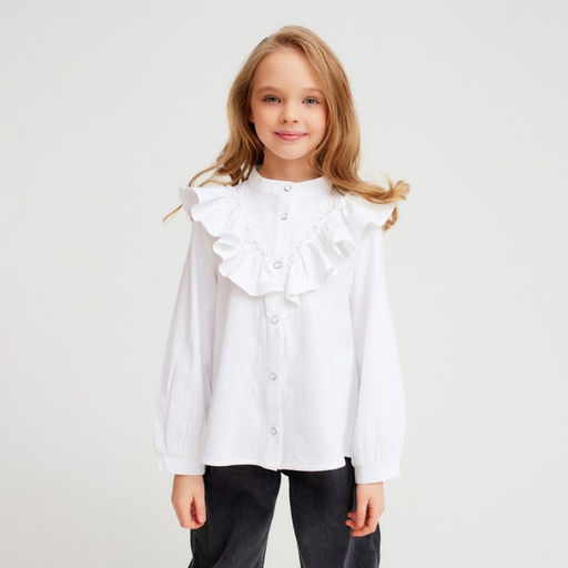 Блузка для девочки MINAKU: Cotton collection, белая, рост 152 см