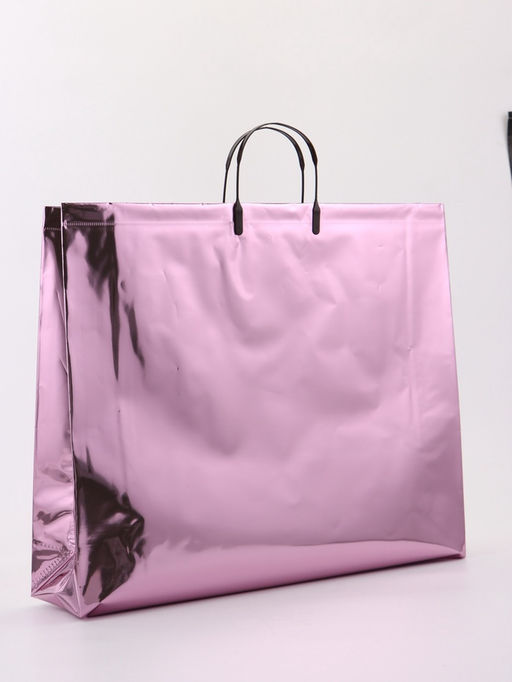 Пакет подарочный ПВХ, голография, розовый, пластиковая ручка, 50×42×12 см