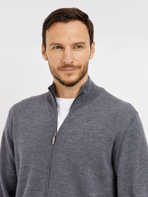 кардиган мужской базовый из шерсти на молнии - Glenfield фото 9