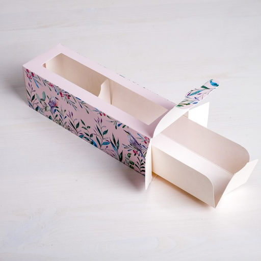 Цена за 5 шт. Коробка для макарун, кондитерская упаковка, «Для хорошего настроения» 18 х 5.5 х 5.5 см