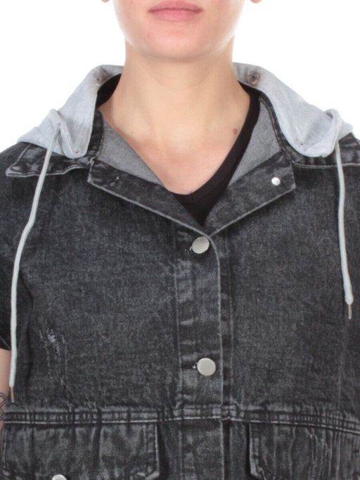 808 DARKGREY/GREY Джинсовый жилет женский (100% хлопок) - Фабричный китай фото 2