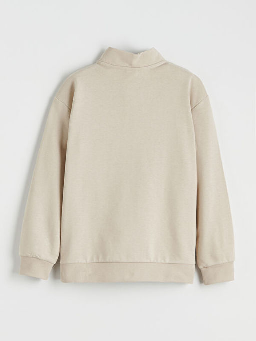 Dik Yaka Yar?m Fermuarl? Erkek ?ocuk Sweatshirt