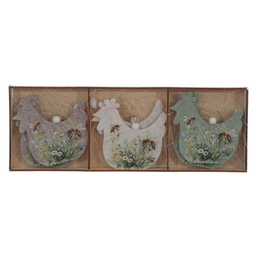 Набор из 6-ти изделий декоративных подвесных "Курица/Петух" (7,5*0,5*7,5), L25 W9 H1,5 см