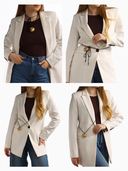 Чокер/кулон на шнурке Сердечко кожа, трансформер, цвет золото, 150 см