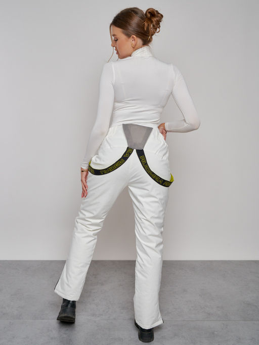 Полукомбинезон утепленный женский зимний горнолыжный белого цвета 526Bl - Chunmai фото 15