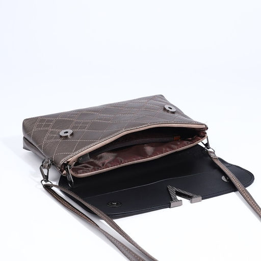 Сумка женская кросс-боди на магните, 24×6×14 см, однотонная, бронзовая