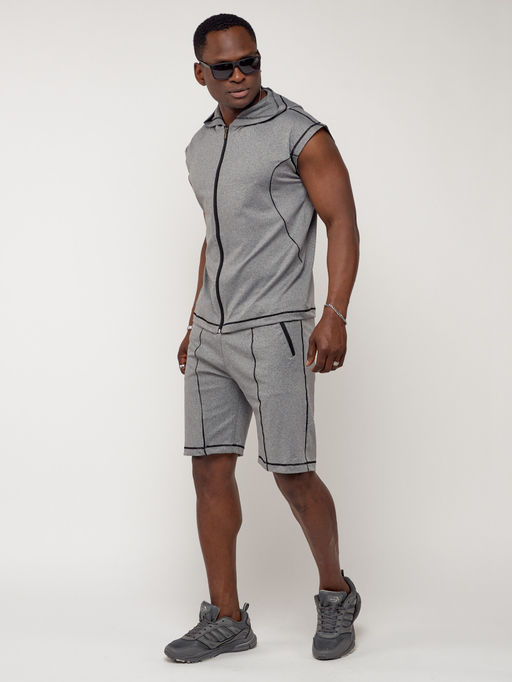 Спортивный костюм летний мужской светло-серого цвета 2262SS - FUYOUKAI фото 4