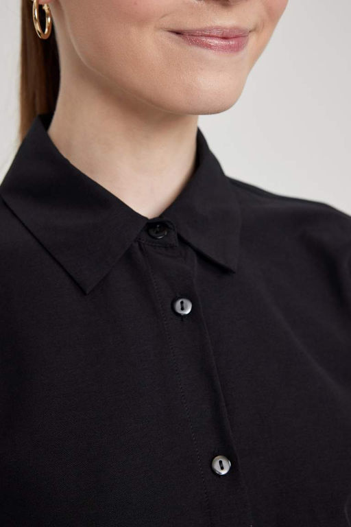 Туника из поплина с длинными рукавами и рубашечным воротником стандартного кроя - Defacto фото 4