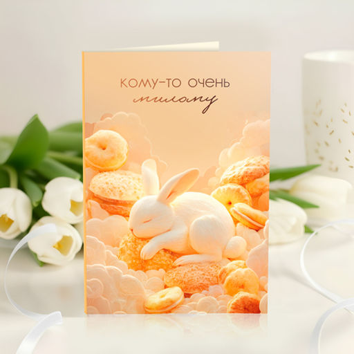 Открытка 4 шоколадки "Кому-то очень милому (зайка)"