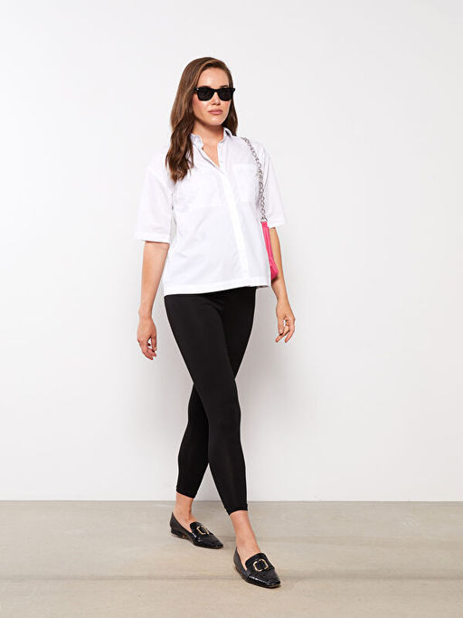 Kar?n Panelli D?z Pamuklu Hamile Tayt