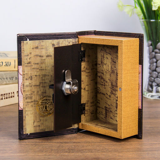 Шкатулка книга-сейф «Карта мира», дерево, искусственная кожа, 17×11×5 см