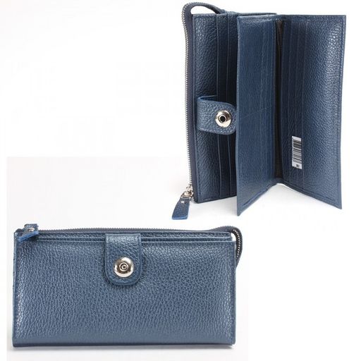 Портмоне женское Croco-ПР-970 на молнии натуральная кожа 3 отд, 20 карм, синий металлик (231) 235862