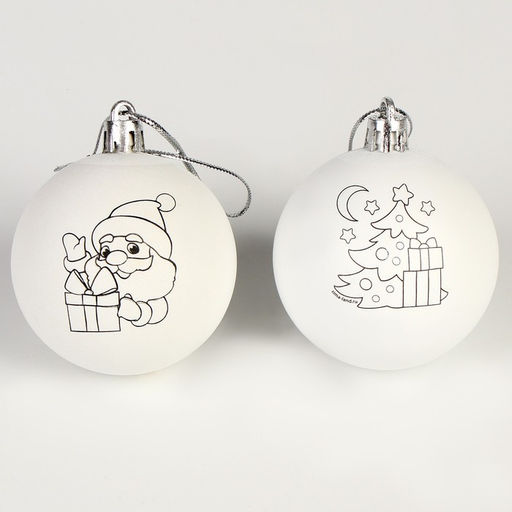 Ёлочные шары под раскраску на новый год «Зимний лес», краски, 2 шт., набор для творчества