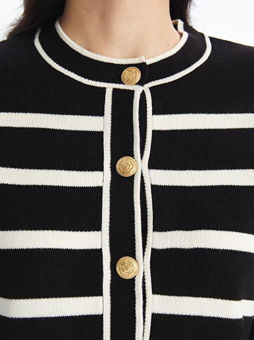 Bisiklet Yaka ?izgili Kad?n Triko H?rka