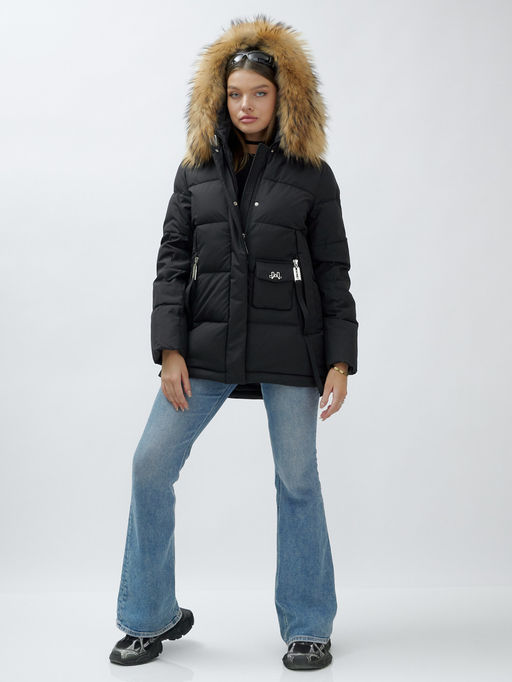 Куртка Бренд Visdeer ПРЕМИУМ КЛАССА зимняя с мехом ЕНОТА, черного цвета - Mtforce фото 6