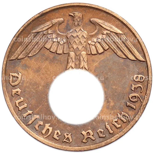 Монета 1 рейхспфенниг 1938 года E Германия