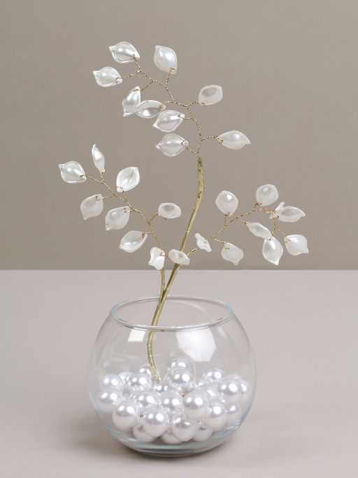 Ветка декоративная стеклярус 34 см / CW0427-4 /уп 818/ 27 лист