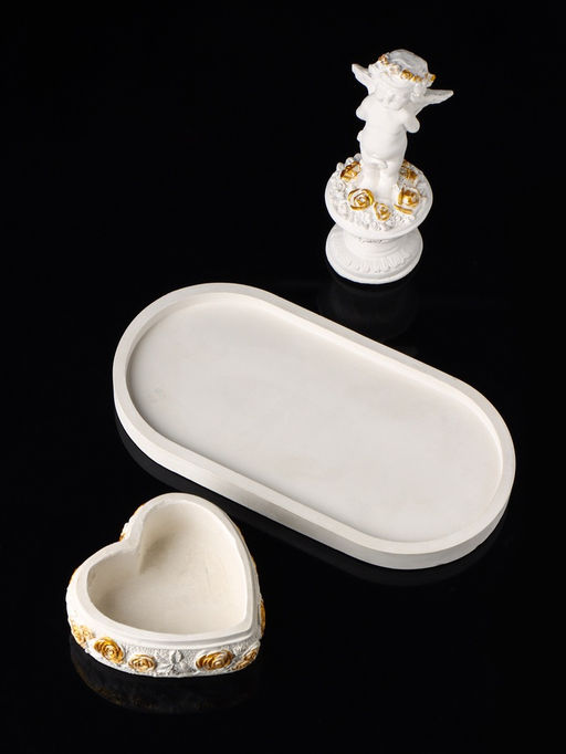Набор: фигурка Ангел и сердце, подставка для мелочей, 12?20?10 см
