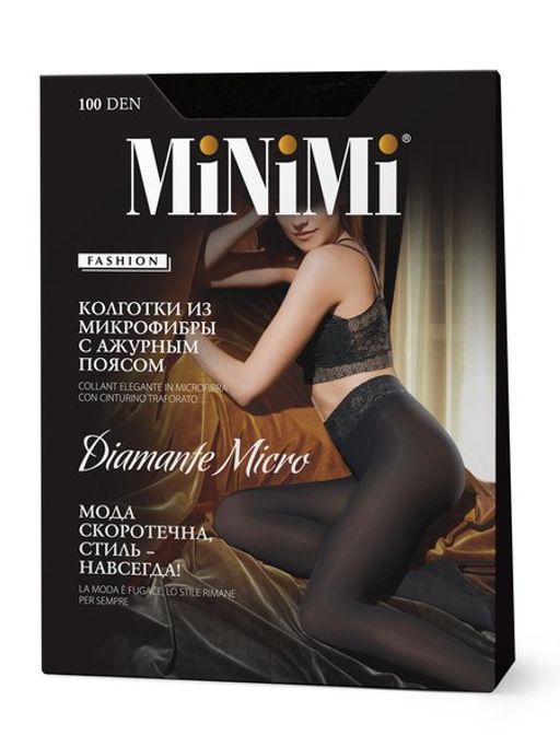 Колготки DIAMANTE MICRO 100 (60/1)(кружев. пояс микрофибра)! - nero - Minimi фото 2