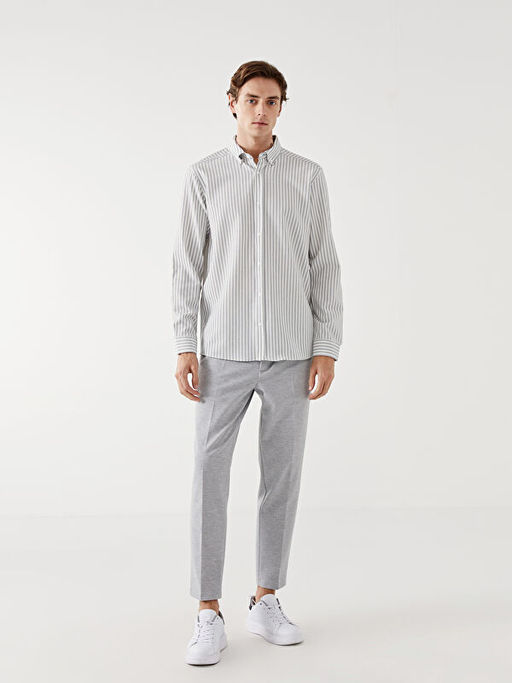 Regular Fit Uzun Kollu ?izgili Erkek G?mlek