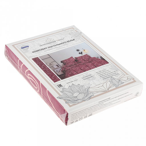 Постельное белье, комплект 2-х спальный "Афродита" 4 предмета: пододеяльник 175х215см, евро-простыня 220х240см, 2 наволочки 70х70см с клапаном-запахом, полисатин "Премиум" 90г/м2, упаковка "классическая" ПВХ 32х41см, "Домашняя мода" (Россия)