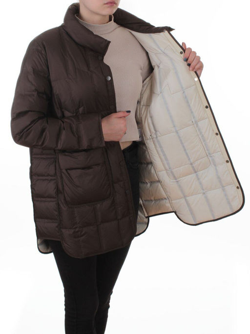 H24-328 BROWN Куртка пуховая облегченная женская (белый утиный пух) - Fashion фото 7