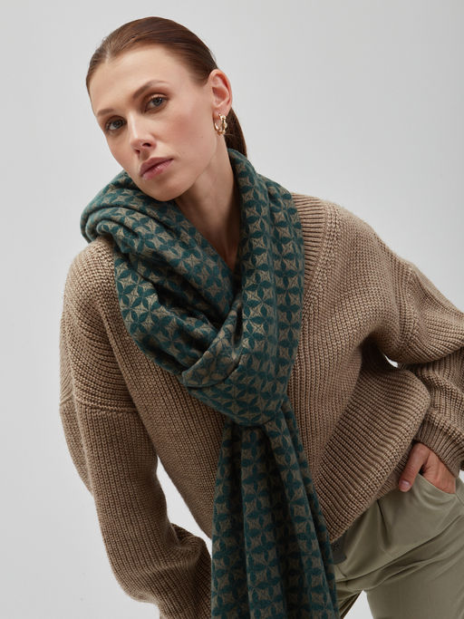 В составе шерсть и кашемир! теплый двусторонний палантин - Tantino фото 7