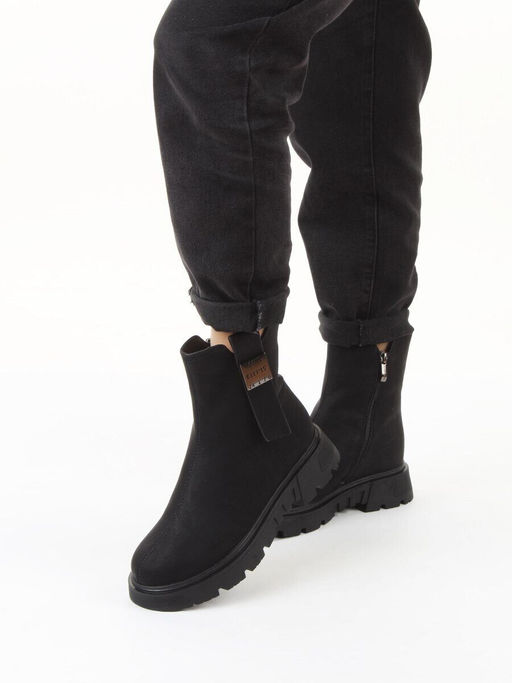 04-WD018-1M BLACK Ботинки зимние женские (натуральная кожа, 100% шерсть)