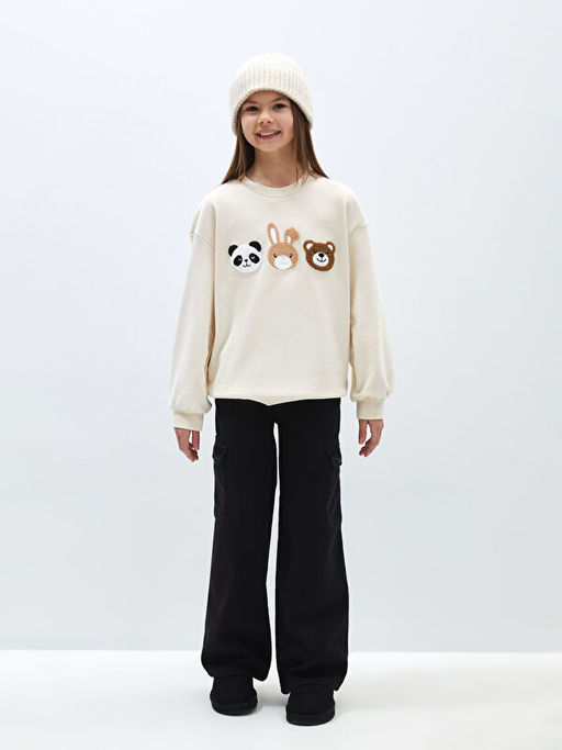 Bisiklet Yaka Nak??l? Uzun Kollu K?z ?ocuk Sweatshirt - Waikiki фото 3