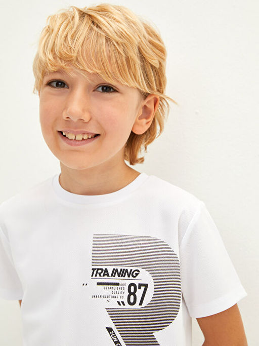 Bisiklet Yaka Bask?l? K?sa Kollu Erkek ?ocuk Ti??rt - Waikiki фото 3