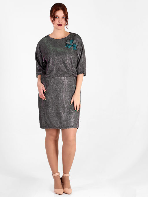 Платье из сверкающего текстиля большое - Almond фото 2