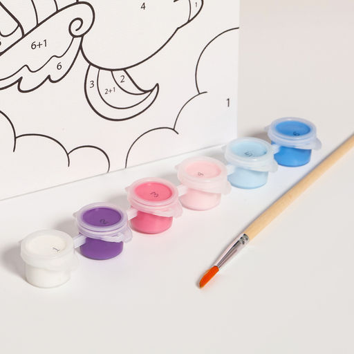 Картина по номерам для детей «Единорожка с шариками», 21×15 см