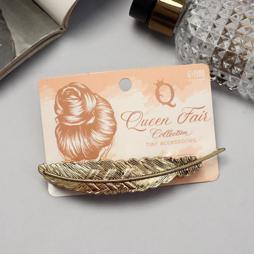 Цена за 2 шт. Заколка - автомат для волос «Либерти», перо, 11 см, золото