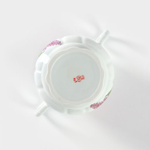 Сахарница Добрушский завод Сирень, 550 мл, с крышкой, фарфор, белая