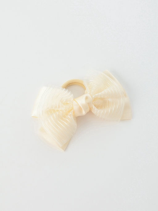 Цена за 6 шт. Бант для волос на резинке «Школьница», классика двойной полоски, 11×7 см, бежевый