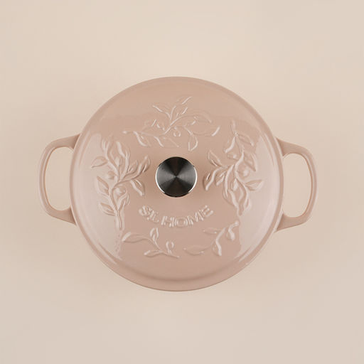 Кастрюля чугунная SL Home, 4.2 л, d=24.5 см, h=11 см, с крышкой, эмалированное покрытие, индукция, бежевая
