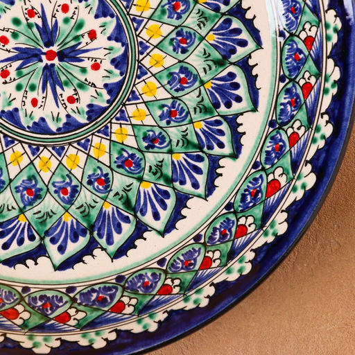 Ляган узбекский Риштанская Керамика «Узоры», d=25 см, синий